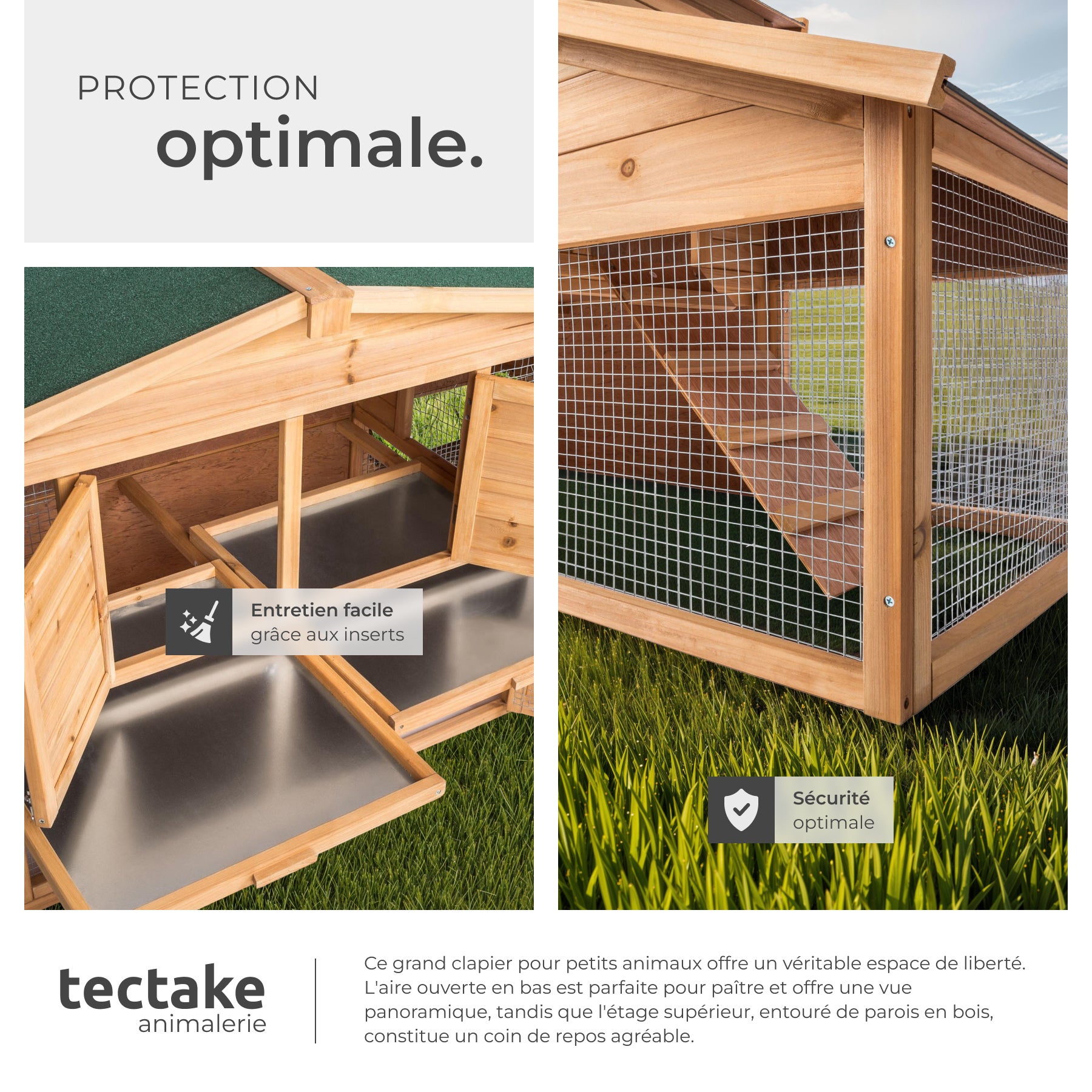 TECTAKE Gaiola para pequenos animais de madeira - 7