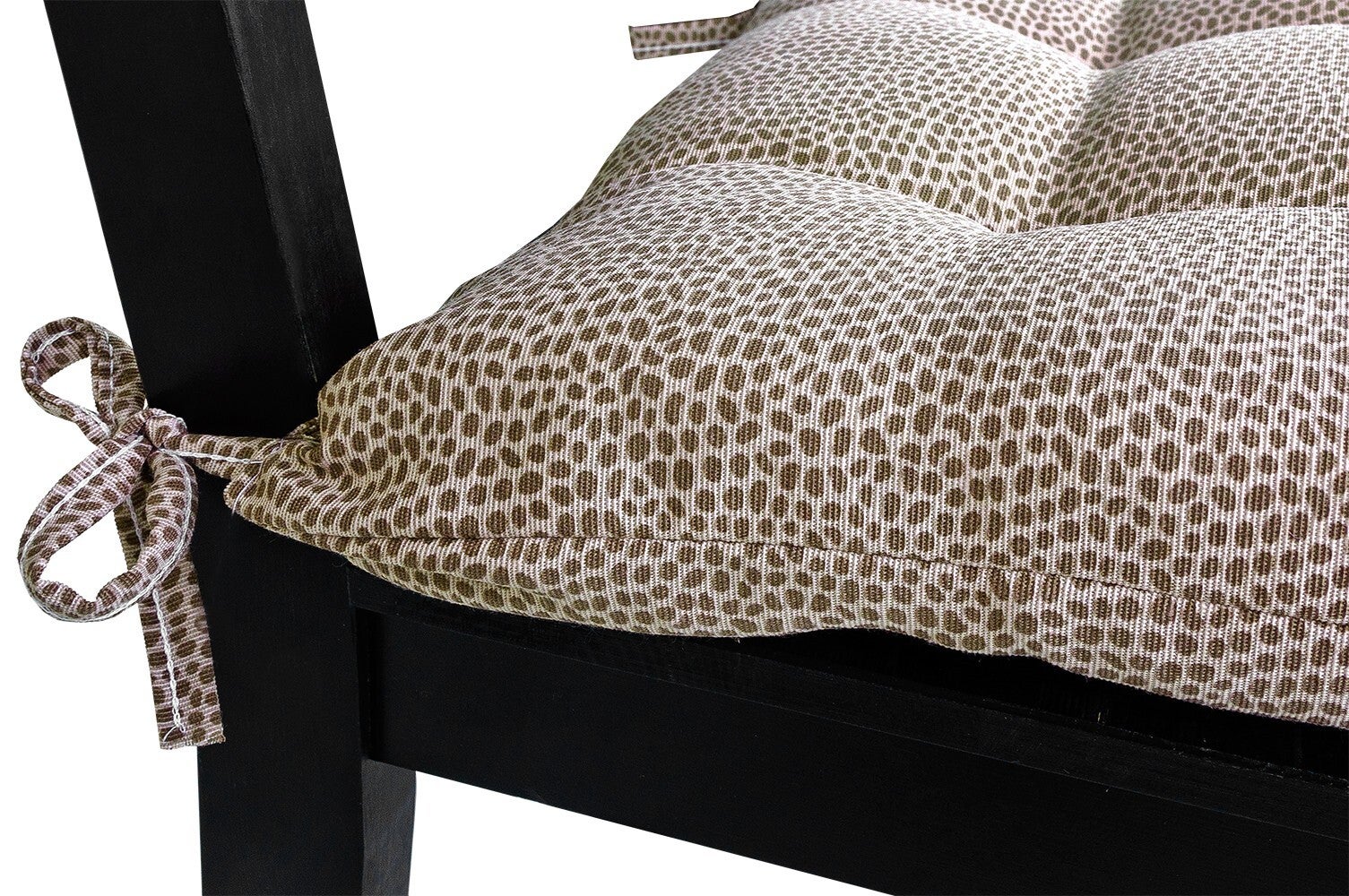 Lot De 4 Coussins De Chaise Coton Repéré Doux Universel Lavable Rembourrage Ouate - Marron - 3