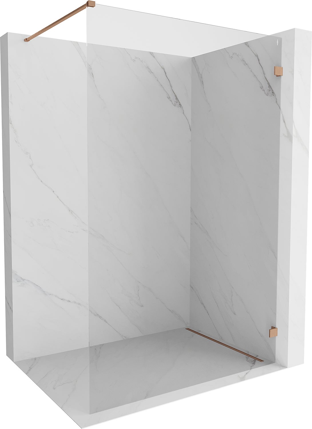 Mexen Lunar ścianka prysznicowa Walk-in prawa 100 x 200 cm, transparent 8 mm, miedź szczotkowana - 830-100-000-65-00-P