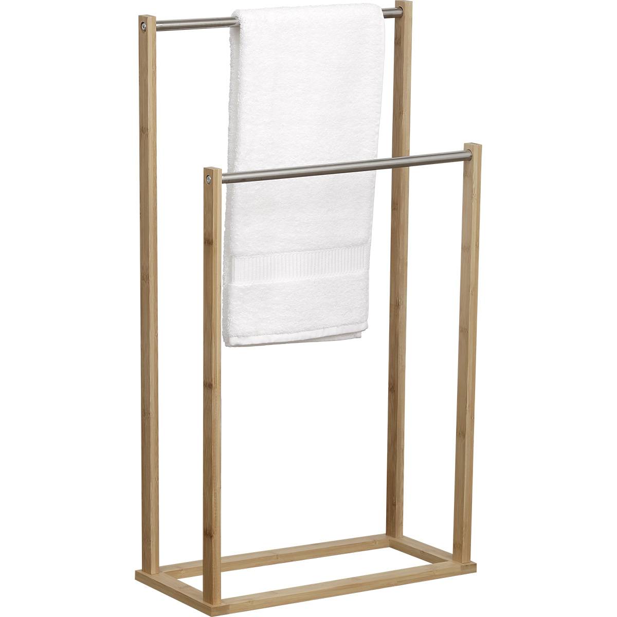 Porte serviettes 2 barres metal - bambou - Tendance - 4
