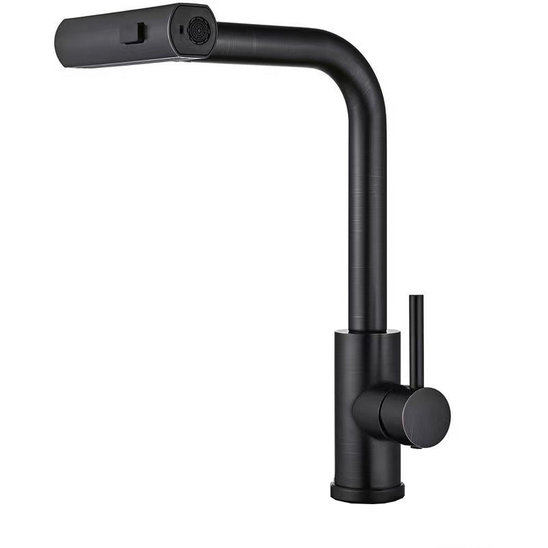 Bateria kuchenna typu wodospad, obrotowy kran kuchenny 360° ze spryskiwaczem, wysokie ciśnienie z jedną dźwignią i 3 trybami natrysku, czarny
