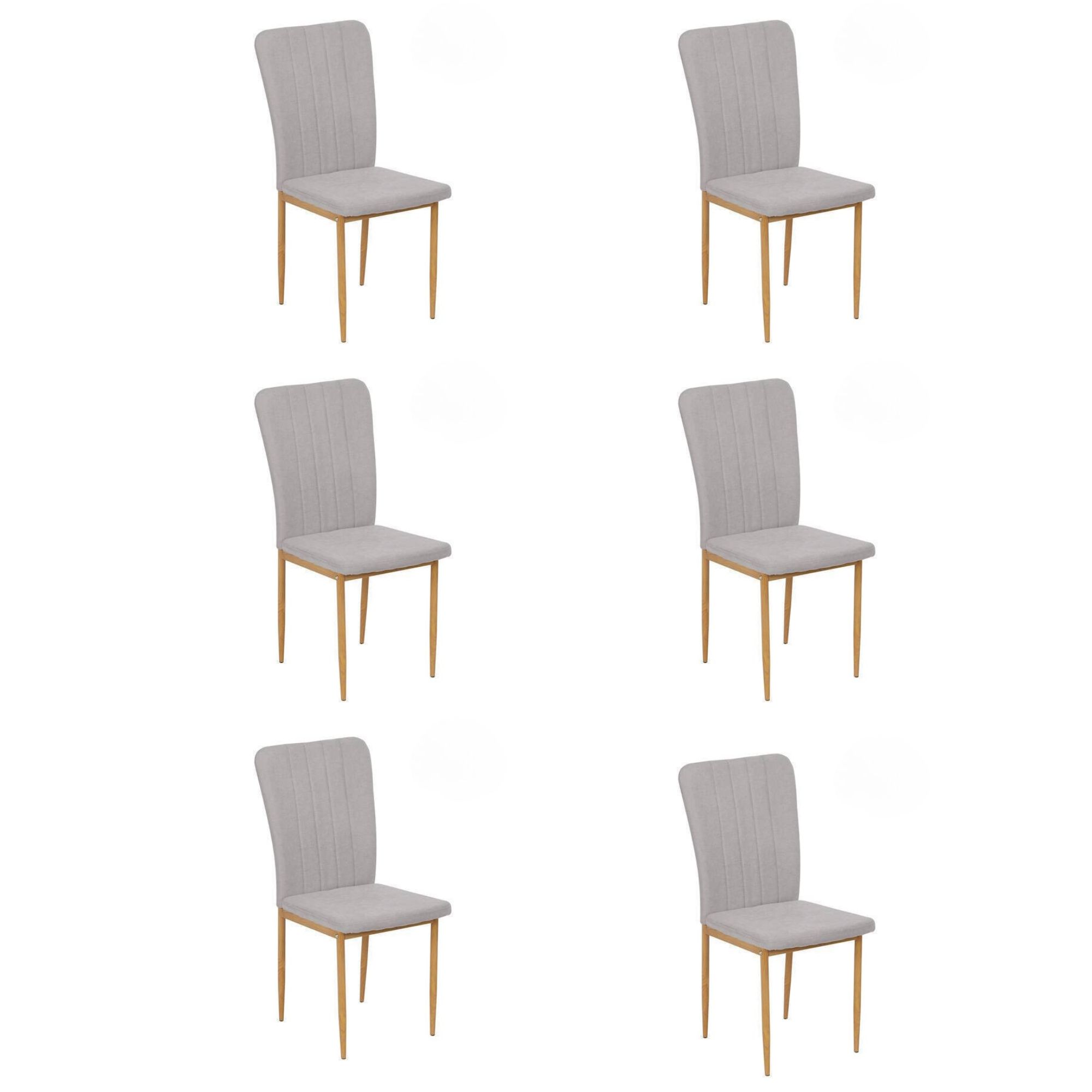 Zestaw 6 krzeseł tapicerowanych szarym aksamitem, metalowe nogi, 44×91,5×47 cm