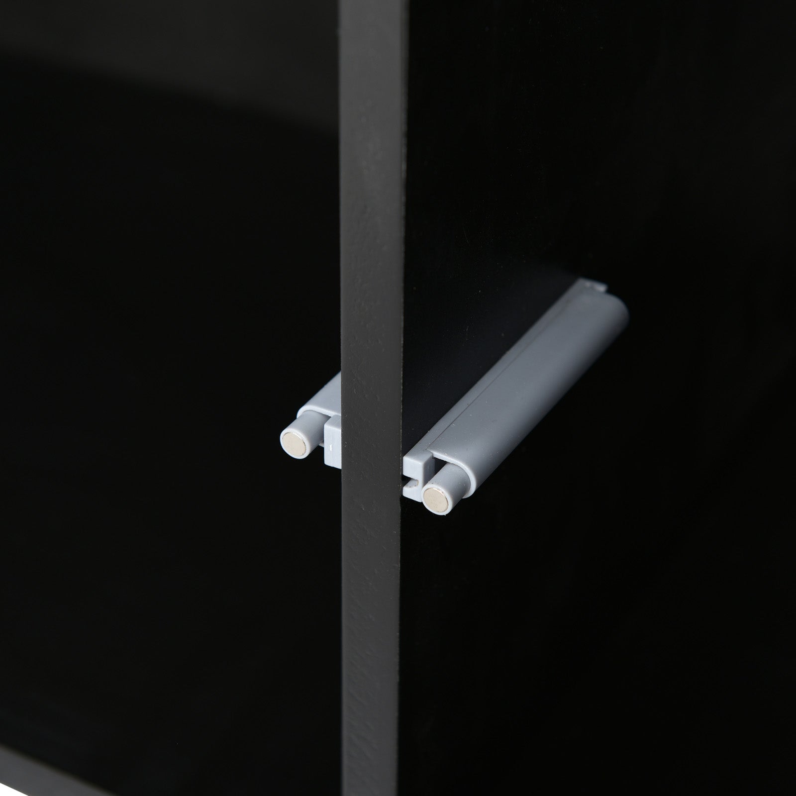 Meuble TV Moderne avec lumières LED Variables, 3 Portes et étagères en Verre – Noir - 6