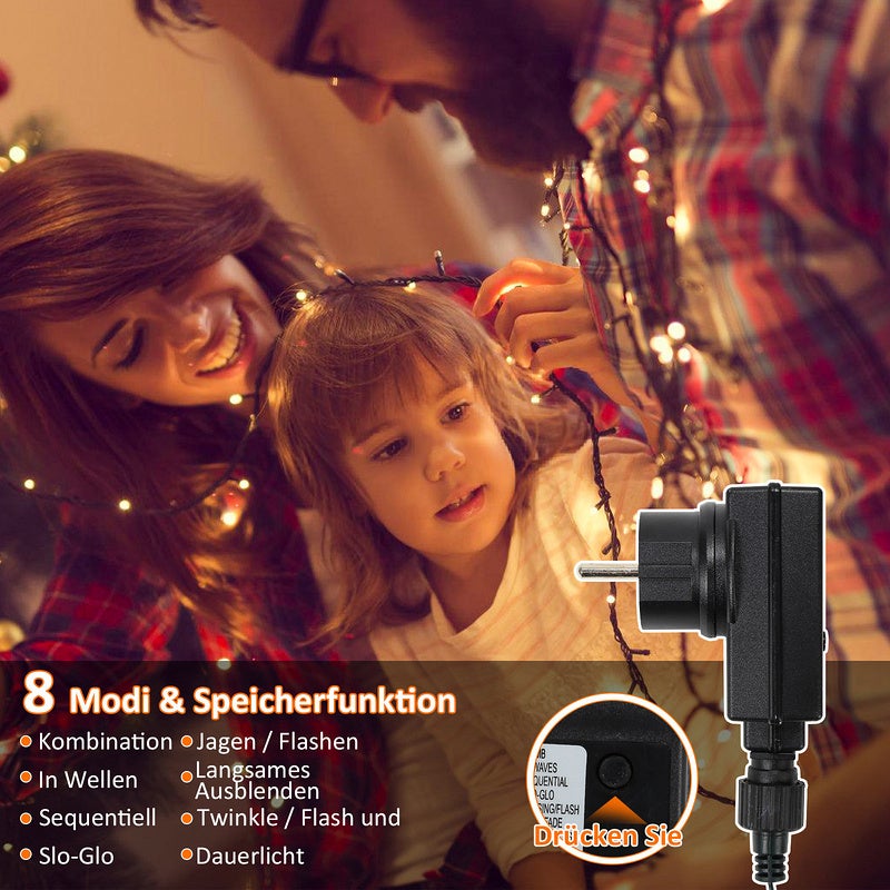 Ghirlanda LED 30m 300LED Bianco Caldo per Matrimonio, Albero di Natale, Decorazione Interna ed Esterna - 4