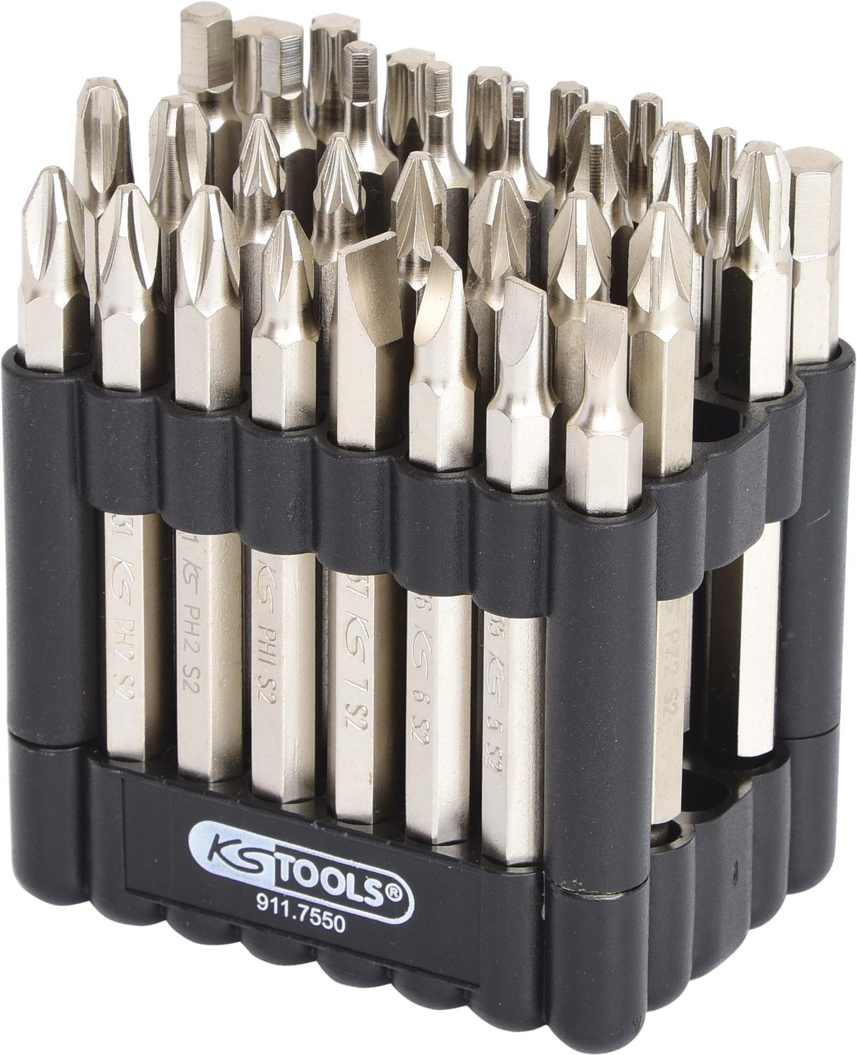 KS TOOLS Zestaw bitów 1/4" 75mm 32 szt. - 911.7550