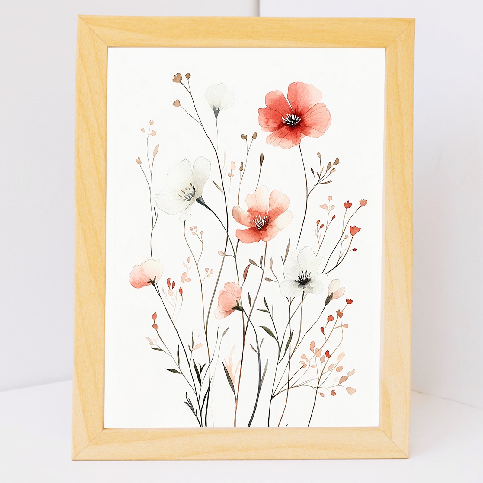 Set Di 3 Quadros Con Stampa Floreale Colorata Di Fiori Botanica In Stile Acquerello Per Decorazioni Per Cucina Bagno SoggiornoA4 Cornice in Legno | Leroy Merlin