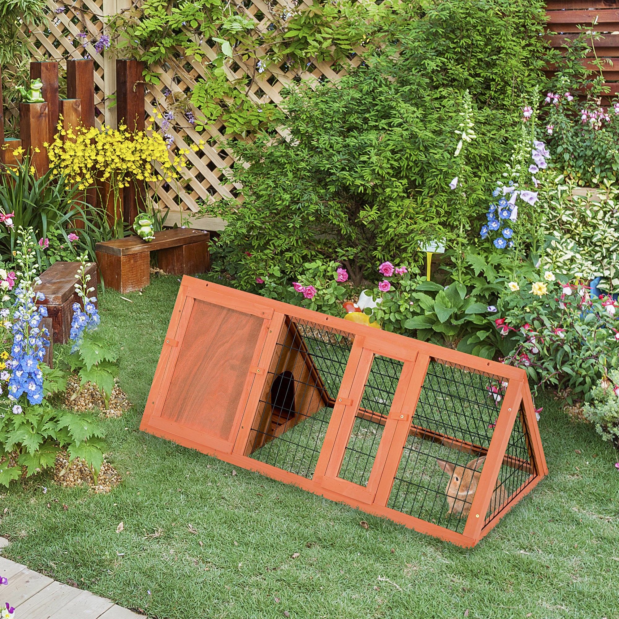 Habitat pour lapin en bois de sapin, dimensions 118x50x45 cm | Leroy Merlin