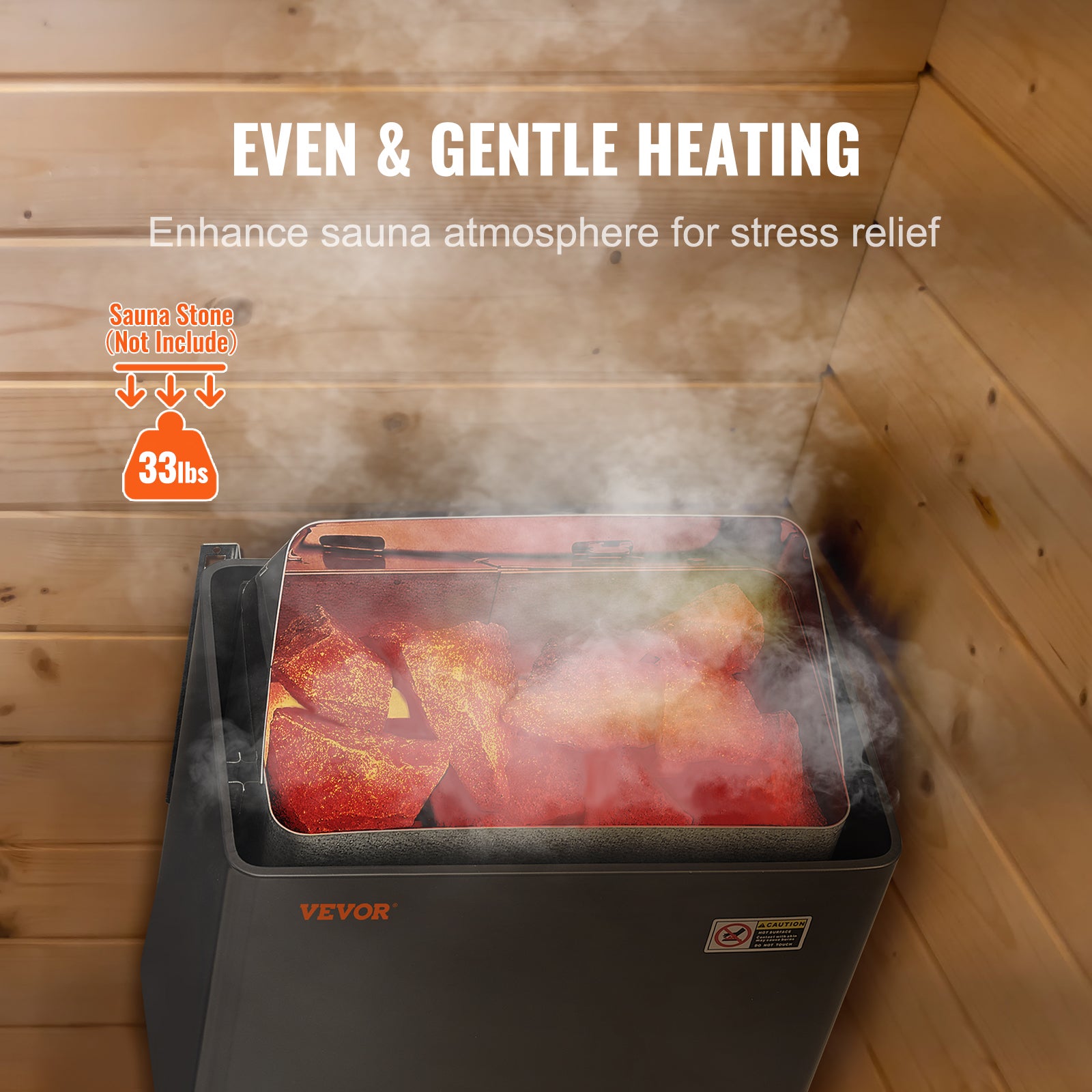 Poêle sauna VEVOR, inox, 8 kW 400 V 3N, minuterie 3 h, 110 °C, pour 8–12 m³, usage spa/hôtel, pierres non incluses - 5