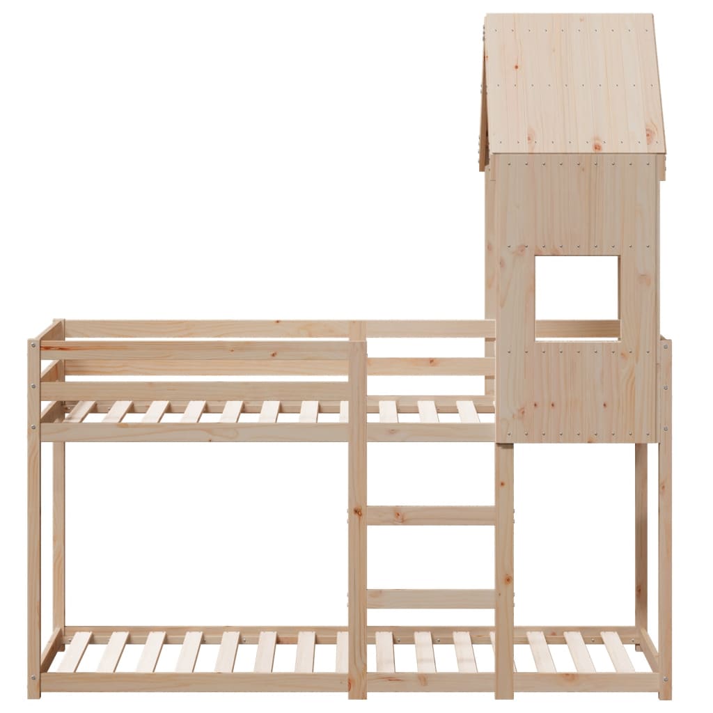 Lit superposé avec toit 90x190 cm bois massif de pin - 4