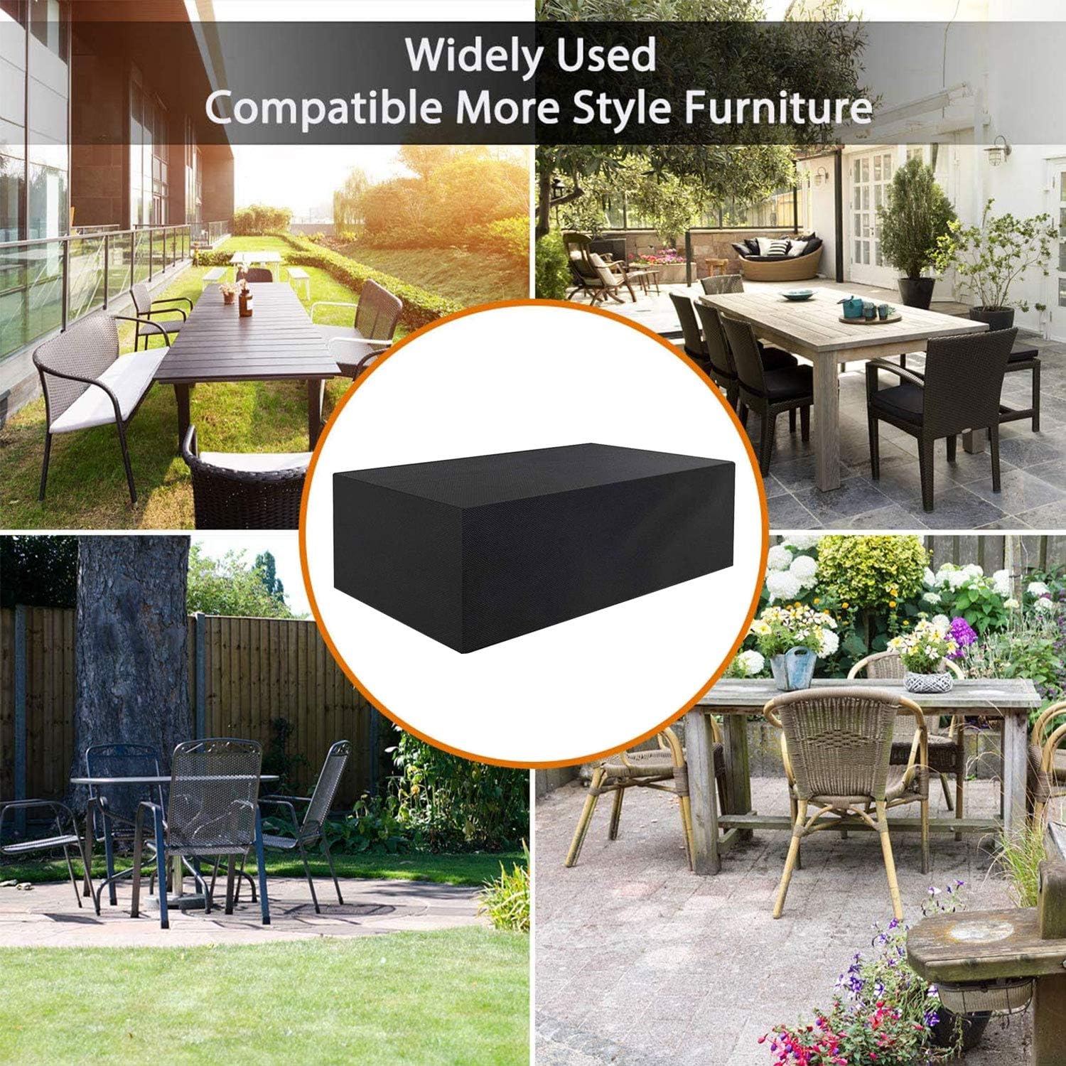 Housse de protection d'extérieur,Housse de mobilier de jardin,420D,170*94 *70cm,noir - 4