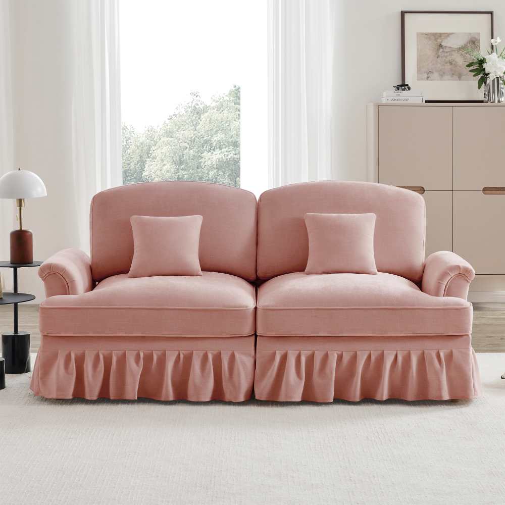 Nowoczesna sofa 2-osobowa z rozszerzanymi podłokietnikami, zdejmowaną poduszką i drewnianymi nóżkami – wygodna tkanina szenilowa, uniwersalny design