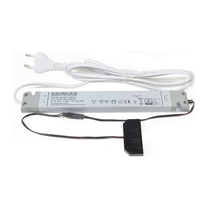 Convertisseur LED 230V Vers 24V 30W 255mm - Câble 2m - 6 Sorties - Pour éclairage LED Intérieur