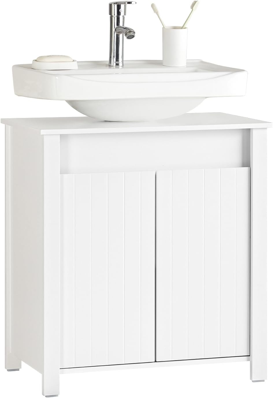 SoBuy Szafka pod umywalkę łazienkowa Półki Komoda BZR101-W