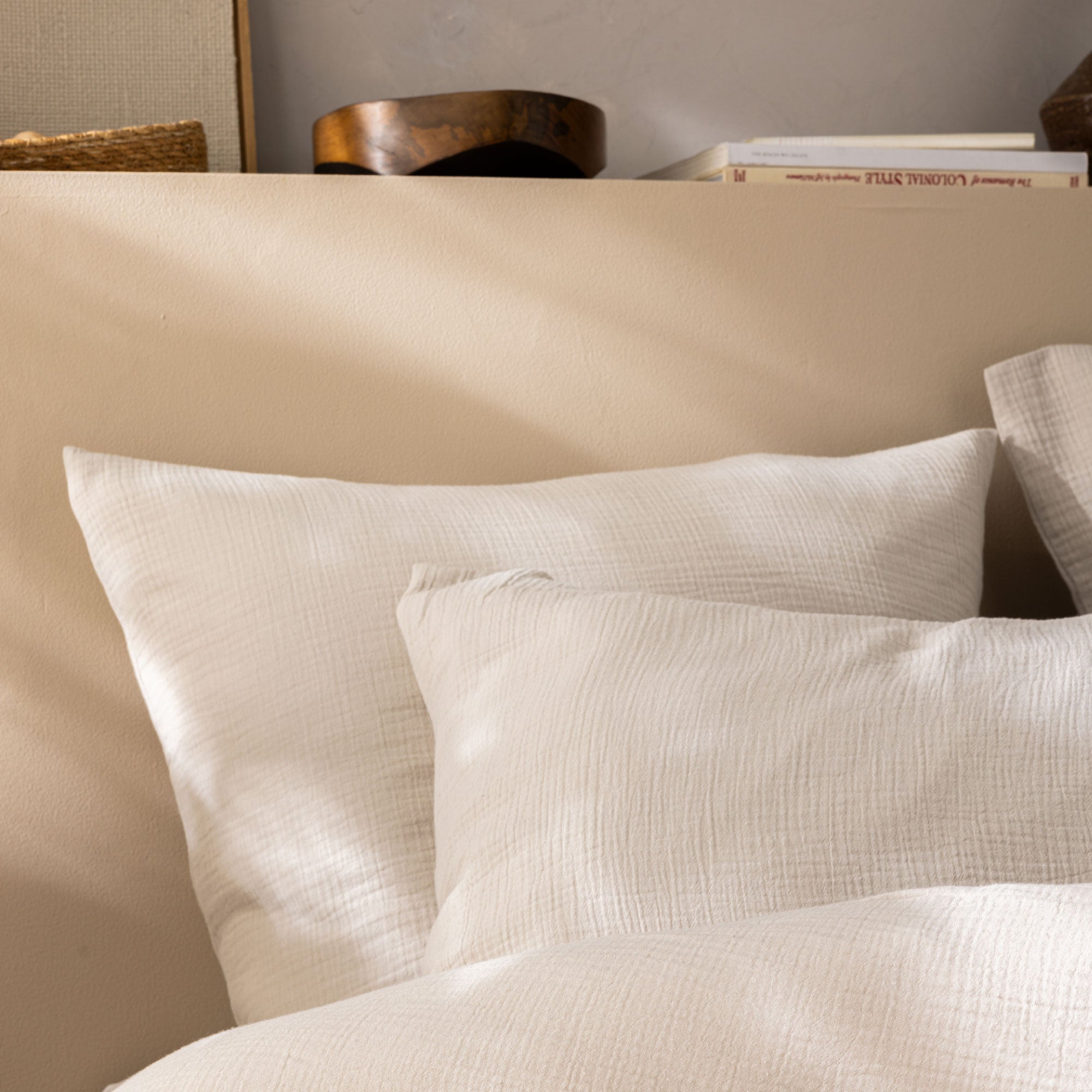 Set de 2 taies d'oreiller unies en coton, GAZE DE COTON - 4