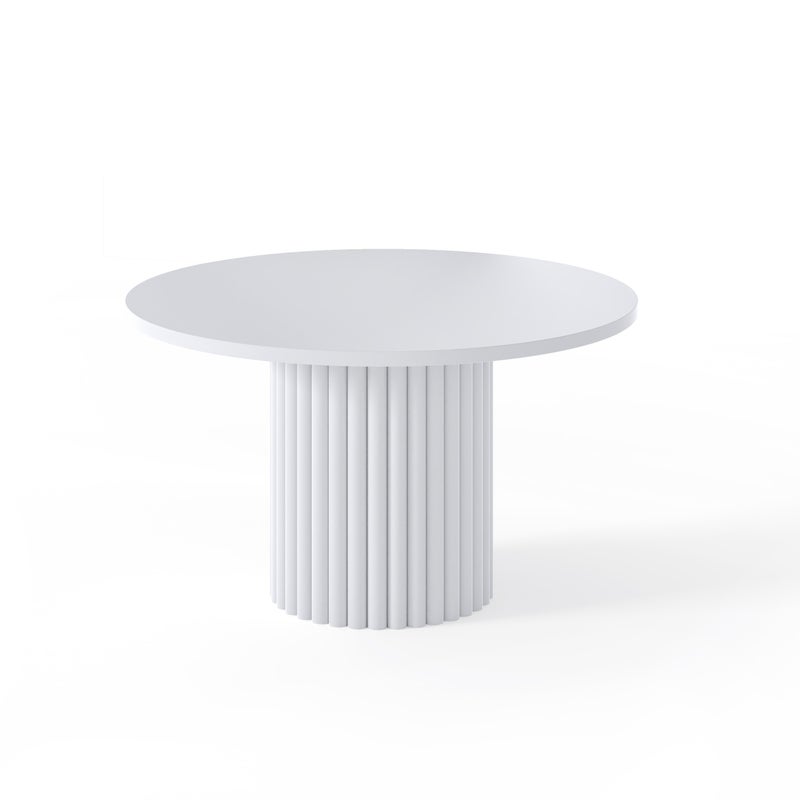 Nowoczesny Stolik VIRELO Okrągły Biały – Minimalistyczny Design z Metalowym Stelażem