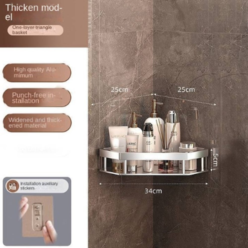 Ventosa Colgante De Pared De Esquina, Estante De Almacenamiento De Ducha Estante De Almacenamiento De Bano Gris Transparente Sin Perforacion 97018198