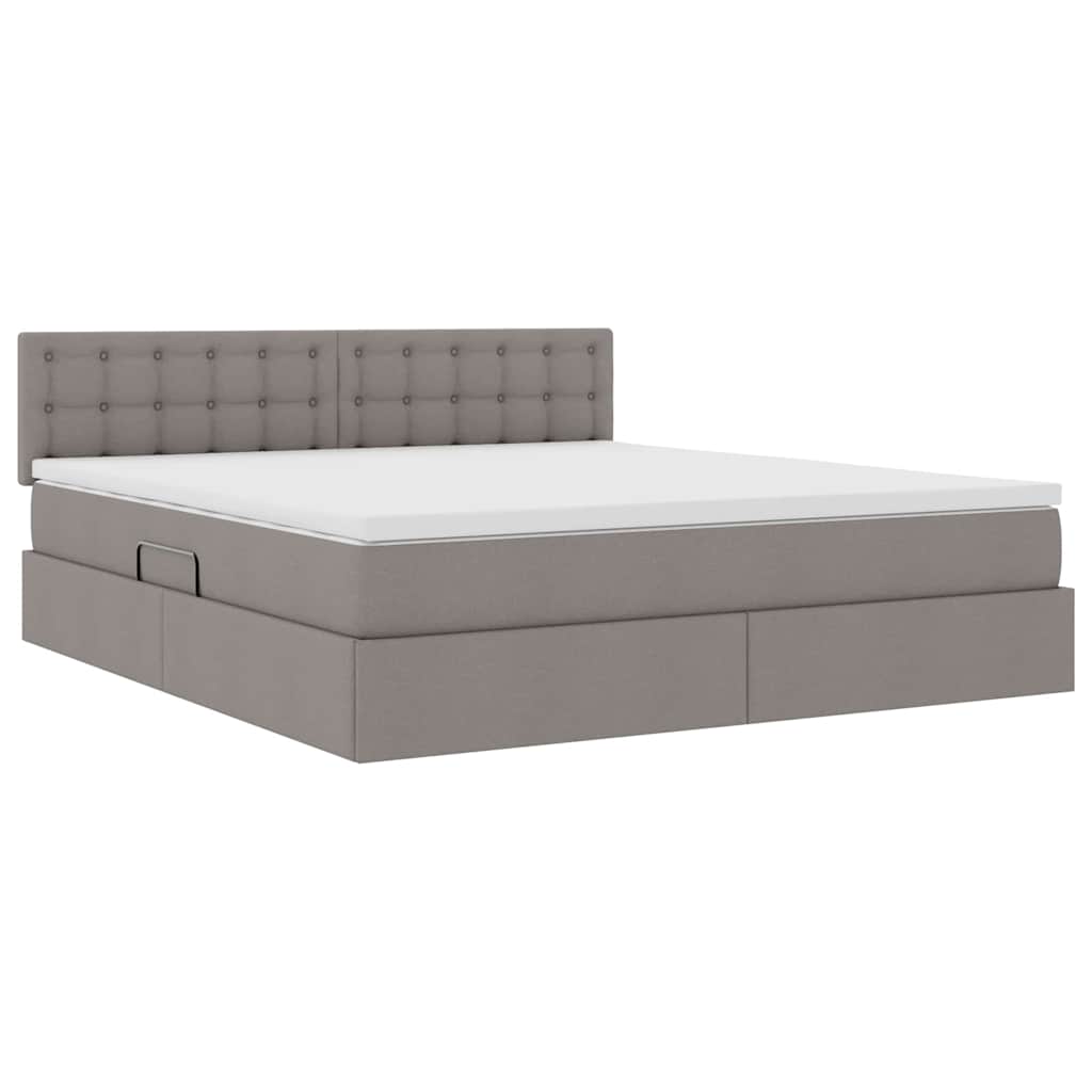 Lit avec rangement et matelas taupe 160 x 200 cm velours - 5