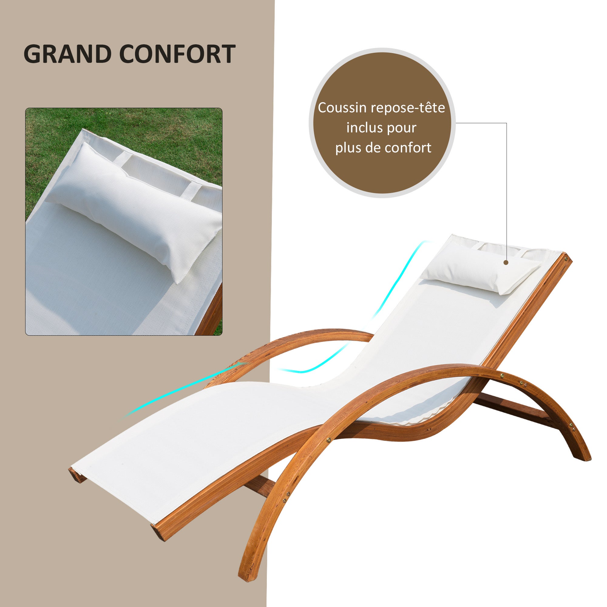 Bain de soleil Bois Outsunny - 4