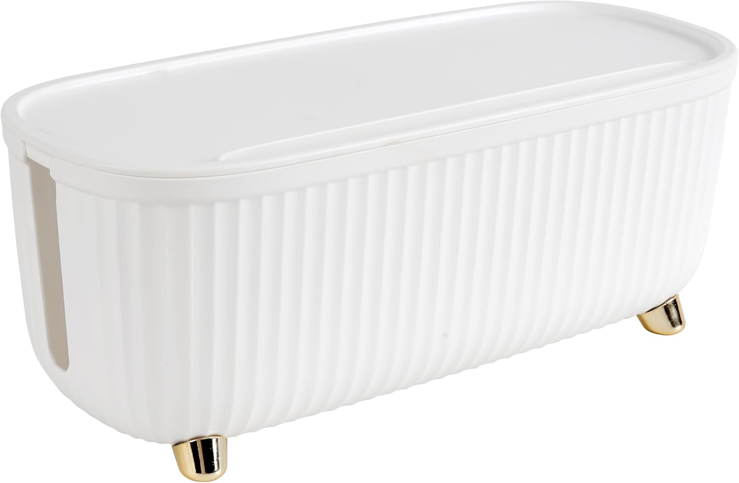 Pudełko do przechowywania kabli – Organizer do kabli – Małe pudełko do przechowywania kabli – 35 x 15 x 14 cm – Białe