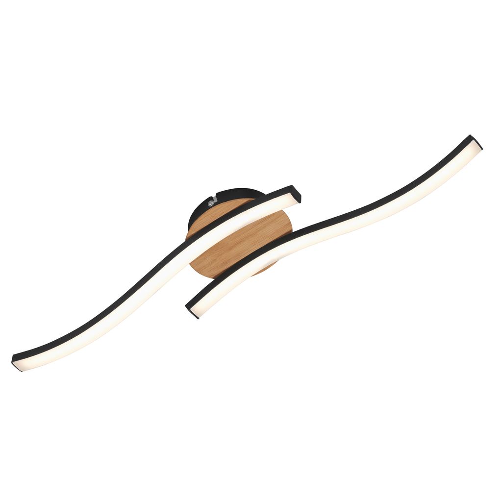 Plafonnier LED BRILONER LEUCHTEN GO, 6 W, 480 lm, IP20, noir, métal-plastique-bois, 55,5 x 12 x 7,2 cm - 6