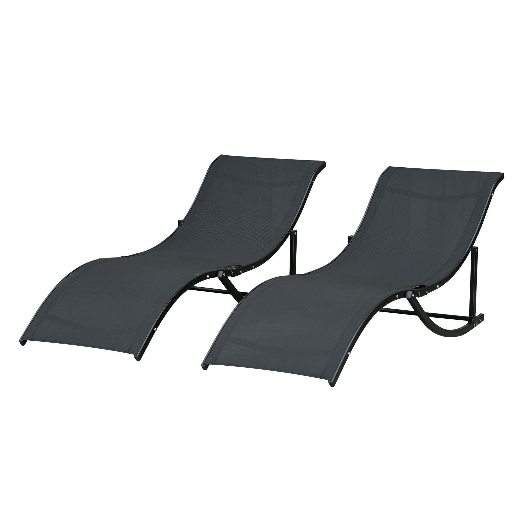 Outsunny Set 2 Sezlonguri de Gradina Pliabile, Sezlong pentru plaja din Aluminiu si Textilen, 61x165x63cm | Aosom Romania 2buc
