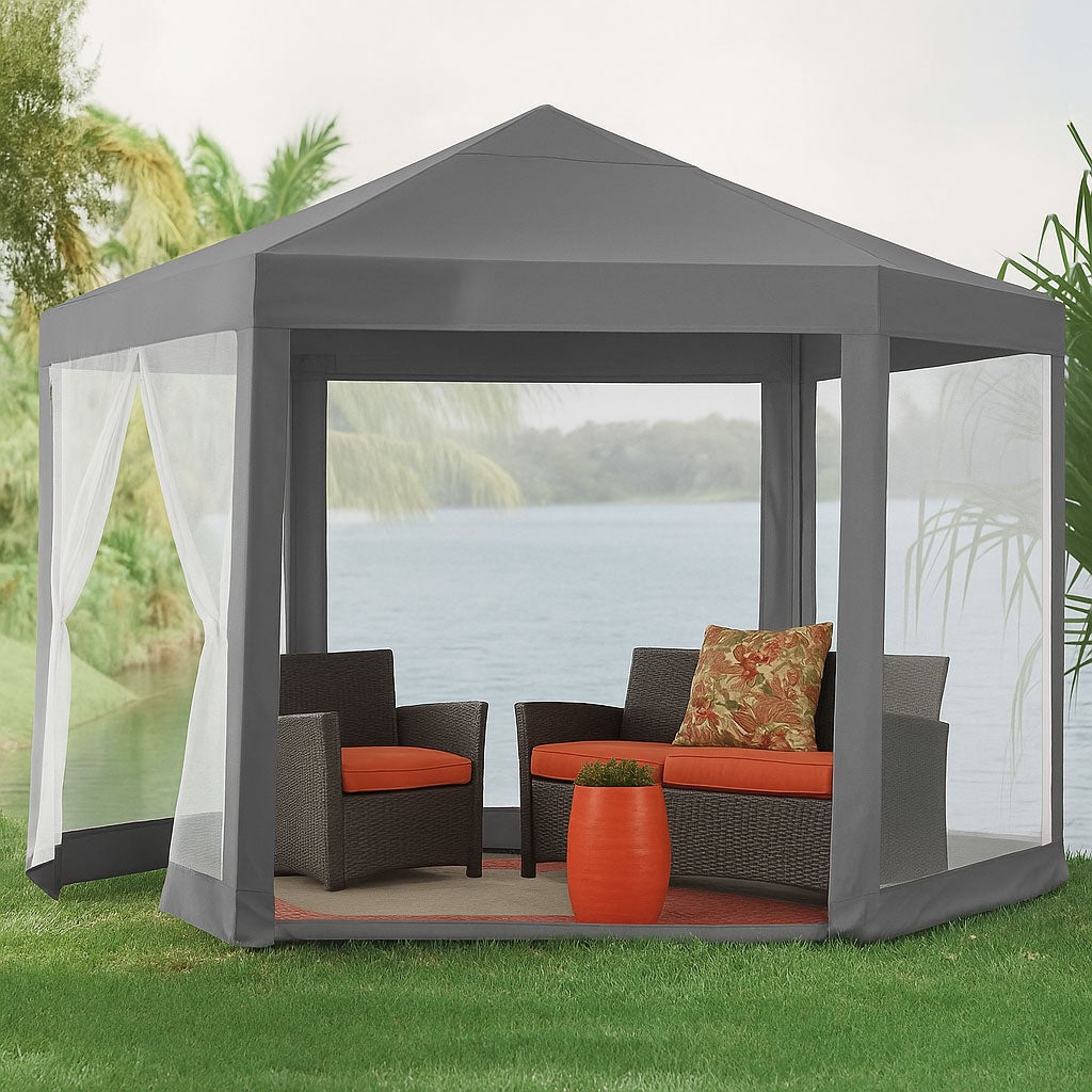 Namiot pawilon ogrodowy handlowy 2x2x2 m z moskitierą szary MultiGarden - 6