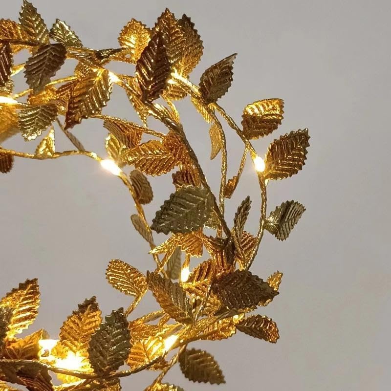 Guirlande lumineuse feuille d'or - 5 mètres, 50 LED - Fonctionne avec piles - Décoration d'automne - Lumière blanche chaude - 8