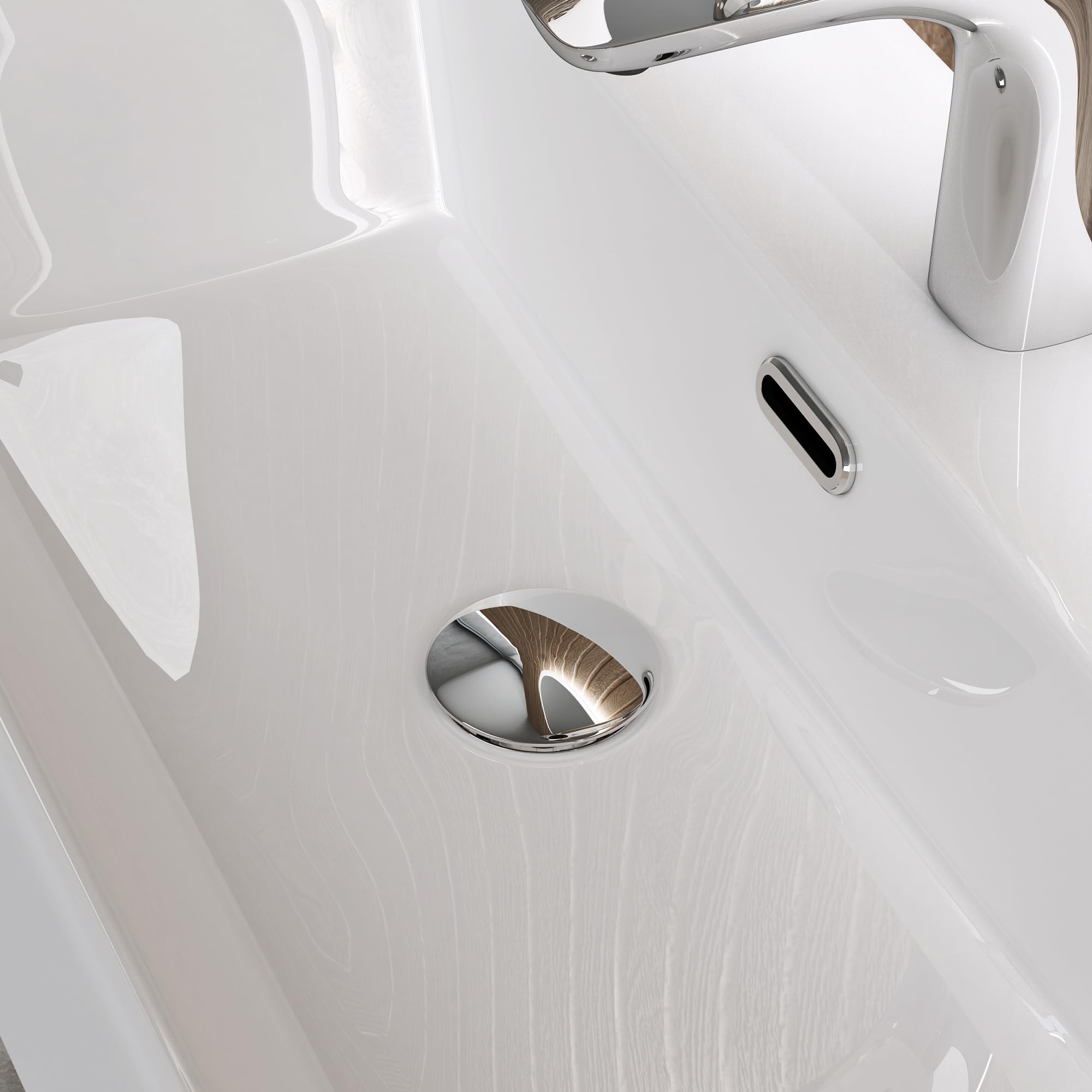 doporro Lavabo à Poser Blanc Vasque Suspendu en Céramique Lave Mains Rectangulaire de Qualité pour Salle de Bain 60x36x13cm Brüssel206 - 4
