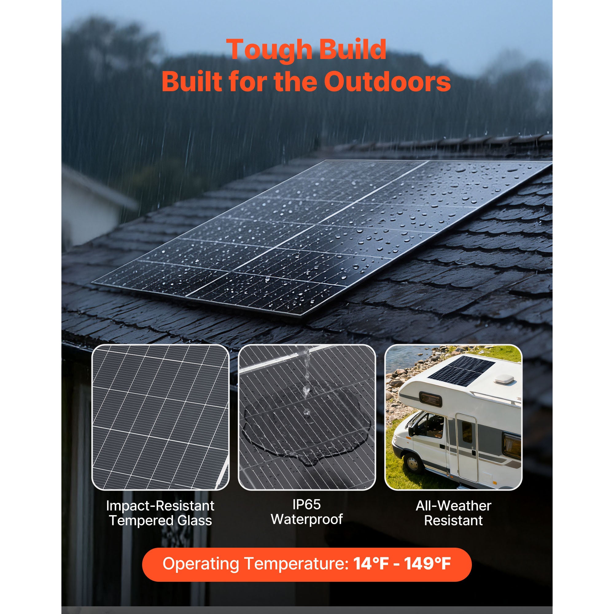 Panneau solaire SucceBuy monocristallin 400 W x 2, panneau photovoltaïque bifacial adapte aux toits plats, voitures, bateaux et camping-cars - 5