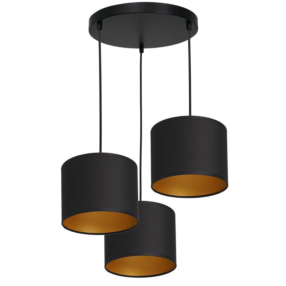 Lampa wisząca Arden czarny matowa-złota 3xE27x15W wym: 110 x 45 x 45 cm tkanina Luminex