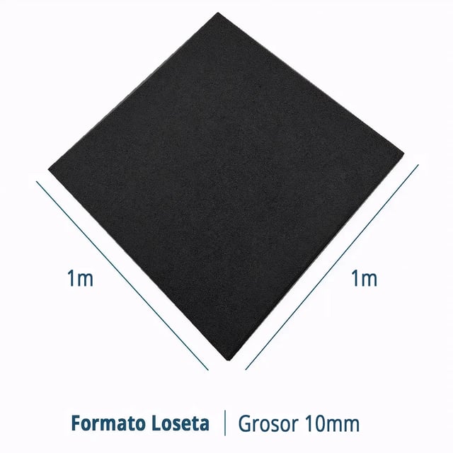 Arquiservi - Losa de Borracha Preta 1x1m x 10 mm. Densidade Premium, resistente. Uso esportivo