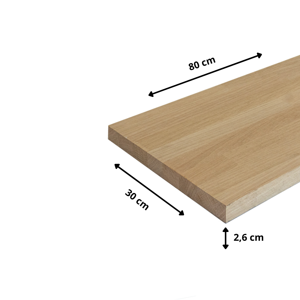 Etagère épaisse chêne bois massif L.80 X l.30 cm, Ep.26 mm - 4