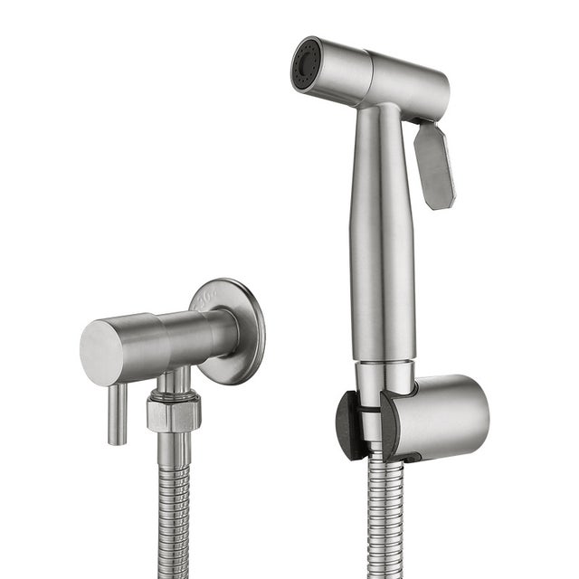 Kit pulvérisation WC gris en acier inoxydable 304 – Douchette haute pression, hygiène et confort moderne