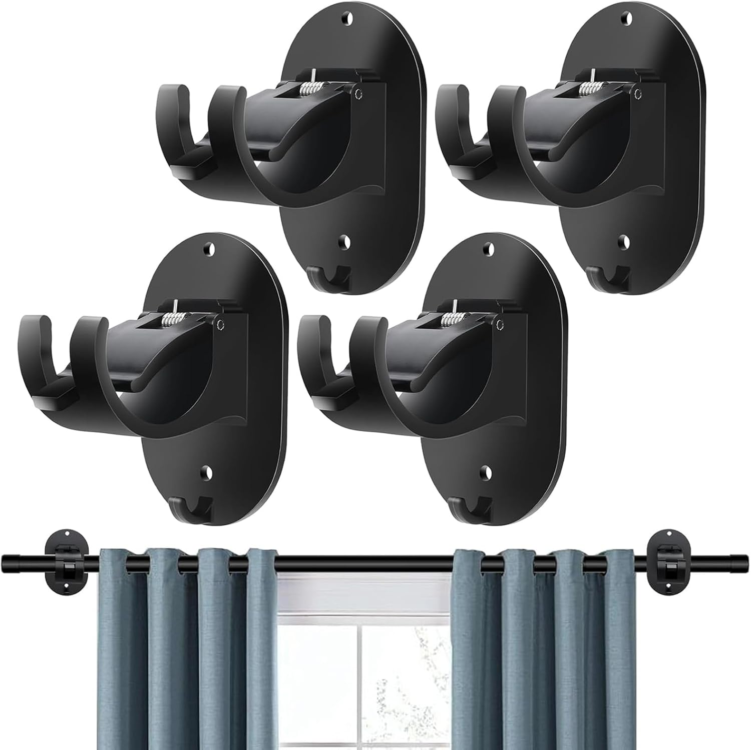 Wekuw 6 Pièces Support Tringle Sans Percage Crochet Accroche Rideau