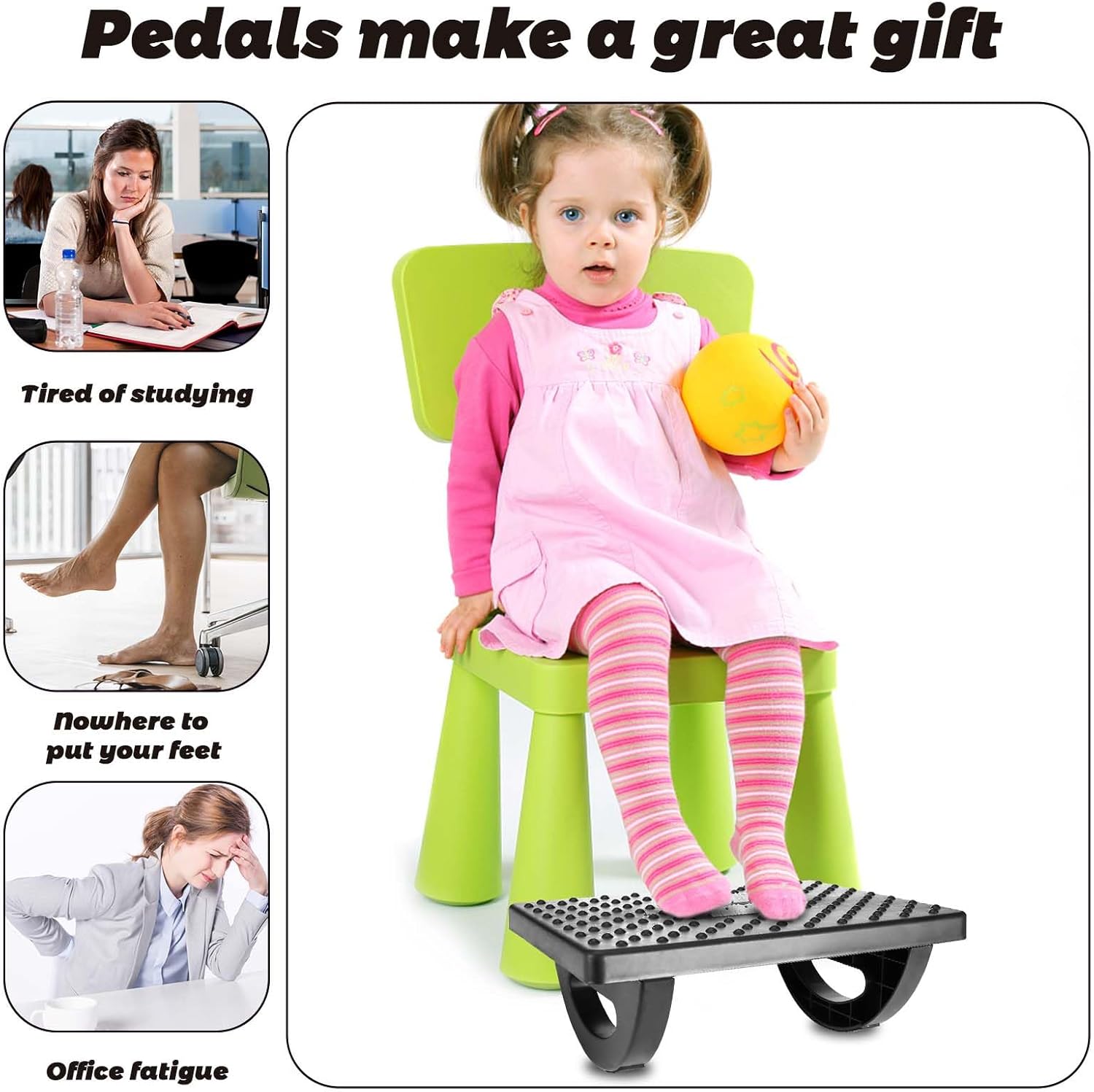 Repose-pieds sous le bureau, ergonomique, Effet de Massage Confortable pour Une Meilleure Circulation Sanguine dans Les Jambes pour Bureau Maison - 3