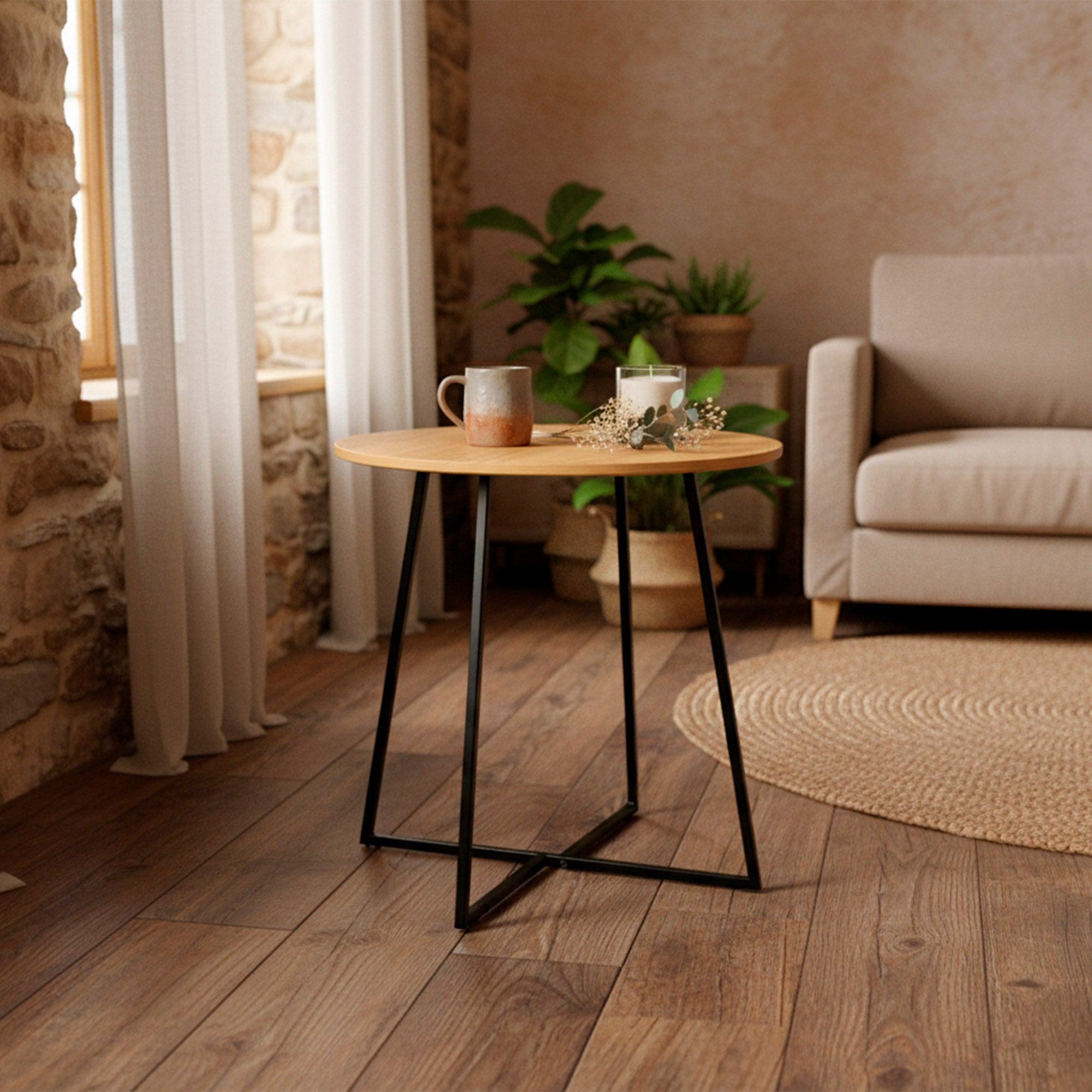 Max Home Table d'appoint ronde en bois et métal D40x40 cm - 7