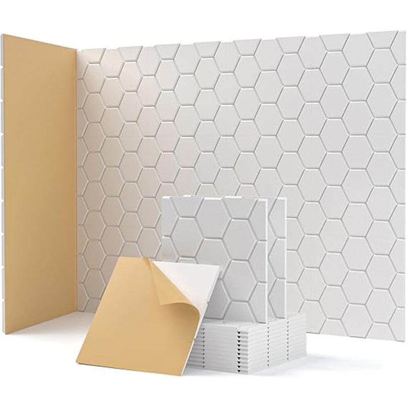 Akustyczne panele ścienne o strukturze plastra miodu do studiów, biur i sal gier, 30 cm x 30 cm x 10 mm, białe, 24 sztuki