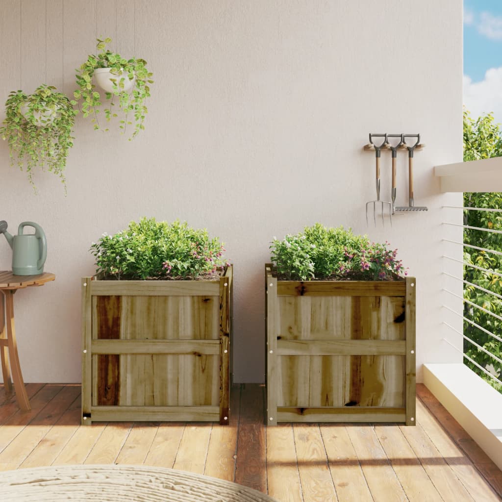 Lot de 2 Jardinières - Bac à Fleurs - Pot De Fleurs bois de pin n2214l - 3