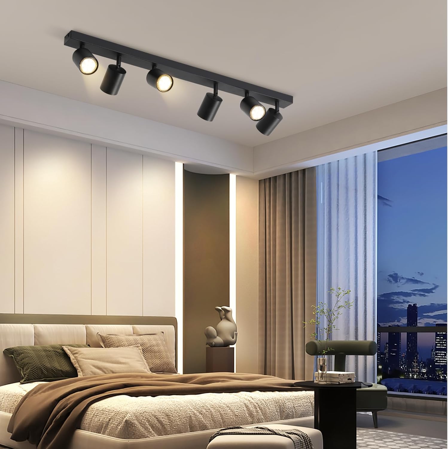 NETTLIFE Focos Iluminação de Teto LED 6 Luzes Pretos GU10 Ajustáveis 330° Sem Lâmpada para Sala de Estar Quarto Cozinha - 7