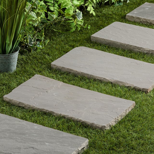 Pas japonais Rectangle Grès Kandla Gris 60x30x3-5 cm (à l'unité) - RO'MA NATURE