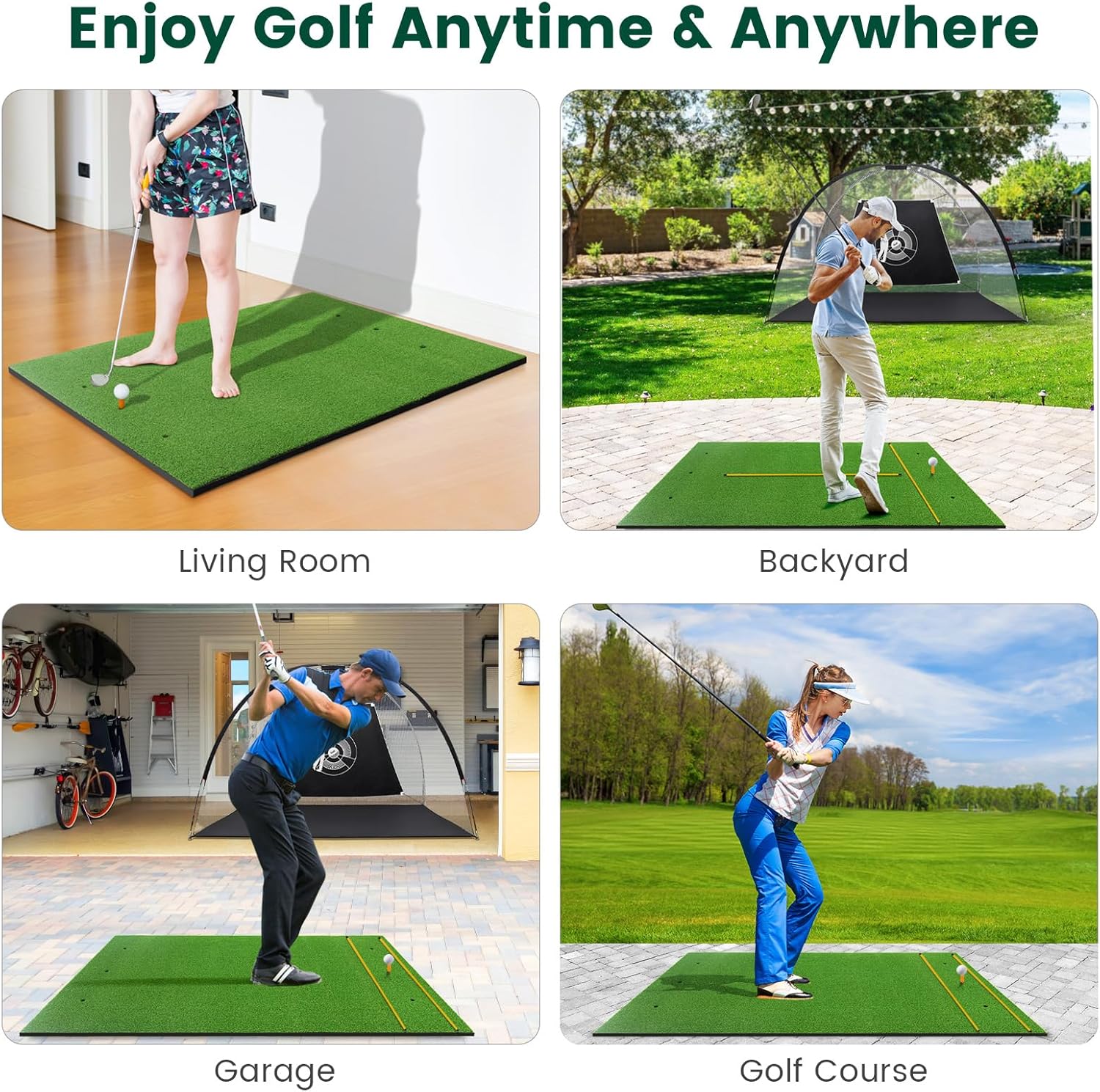 Tapis de Frappe de Golf 152x92cm, Tapis de Gazon Synthétique de pour l'Entraînement en Intérieur et en Extérieur, Aides à l'Entraînement - 4