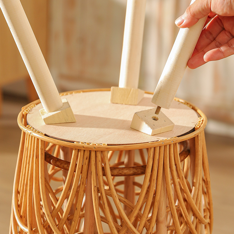 Support de plantes d'intérieur en paille, support de fleurs tressé en imitation rotin, support de fleurs creux triangulaire sur pied, 42*20*19,5 cm - 4