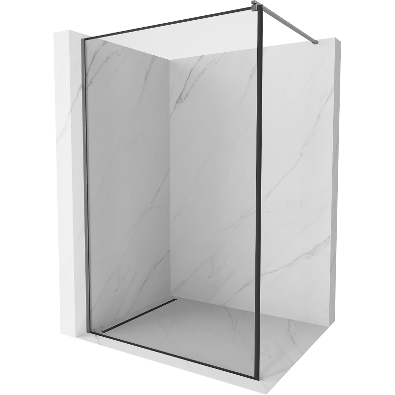Mexen Kioto ścianka prysznicowa Walk-in 60 x 200 cm, czarna ramka 8 mm, gun gray szczotkowany - 800-060-101-66-70