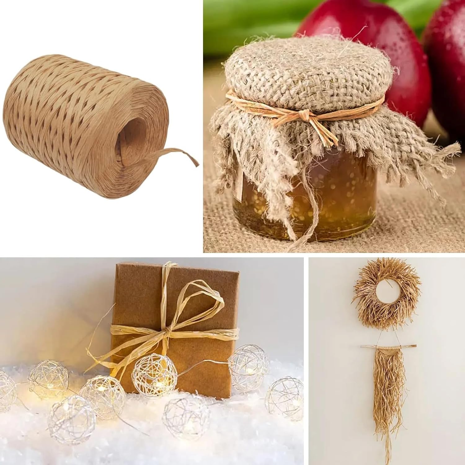 Rouleau Ruban Raphia Papier 200 M - Largeur 0.6 Cm, Vert Foncé, Pour Emballage Cadeau Et DIY