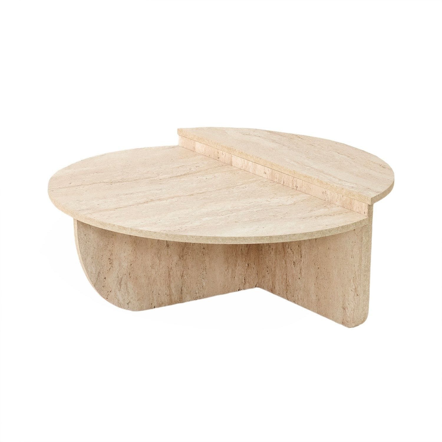 Table basse design Yellin D90cm Effet travertin Beige | Leroy Merlin