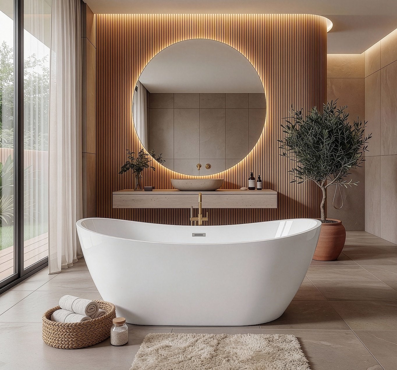 Baignoire autoportante Alegre - 170 x 78 x 58 cm - Bain blanc - 4