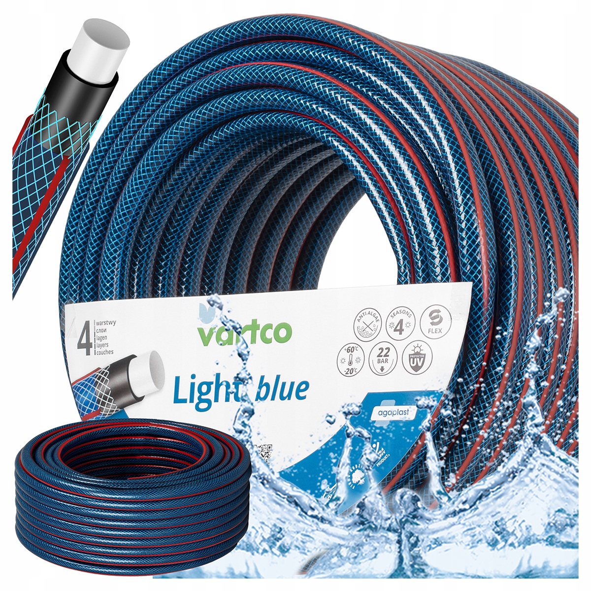Wąż ogrodowy 3/4" 30m LIGHT BLUE VARTCO