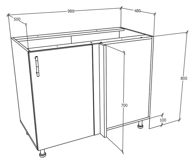 Meuble bas d'angle haaus Karo, Blanc, 98 x 50 x 80 cm - 2