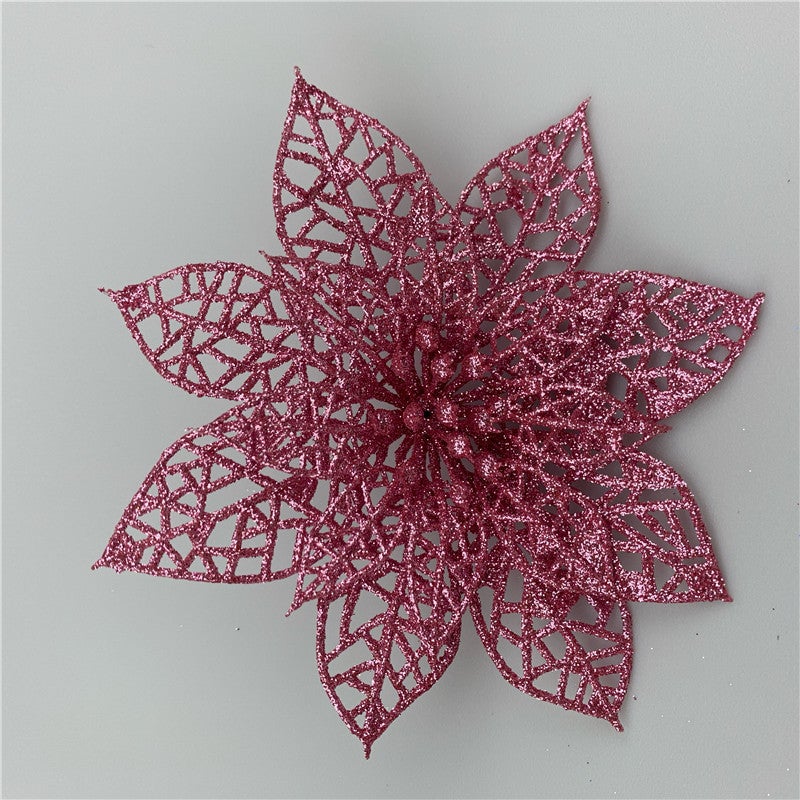 20 Pinces Poinsettia à Paillettes Oniissy Pour Sapin De Noël - Décorations Festives Argentées