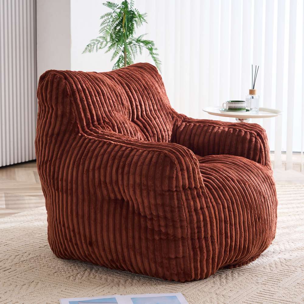 Fauteuil poire rouge​ en velours côtelé, rembourrage mousse, chaise lounge confortable, tissu doux, siège salon chambre, design moderne - 7